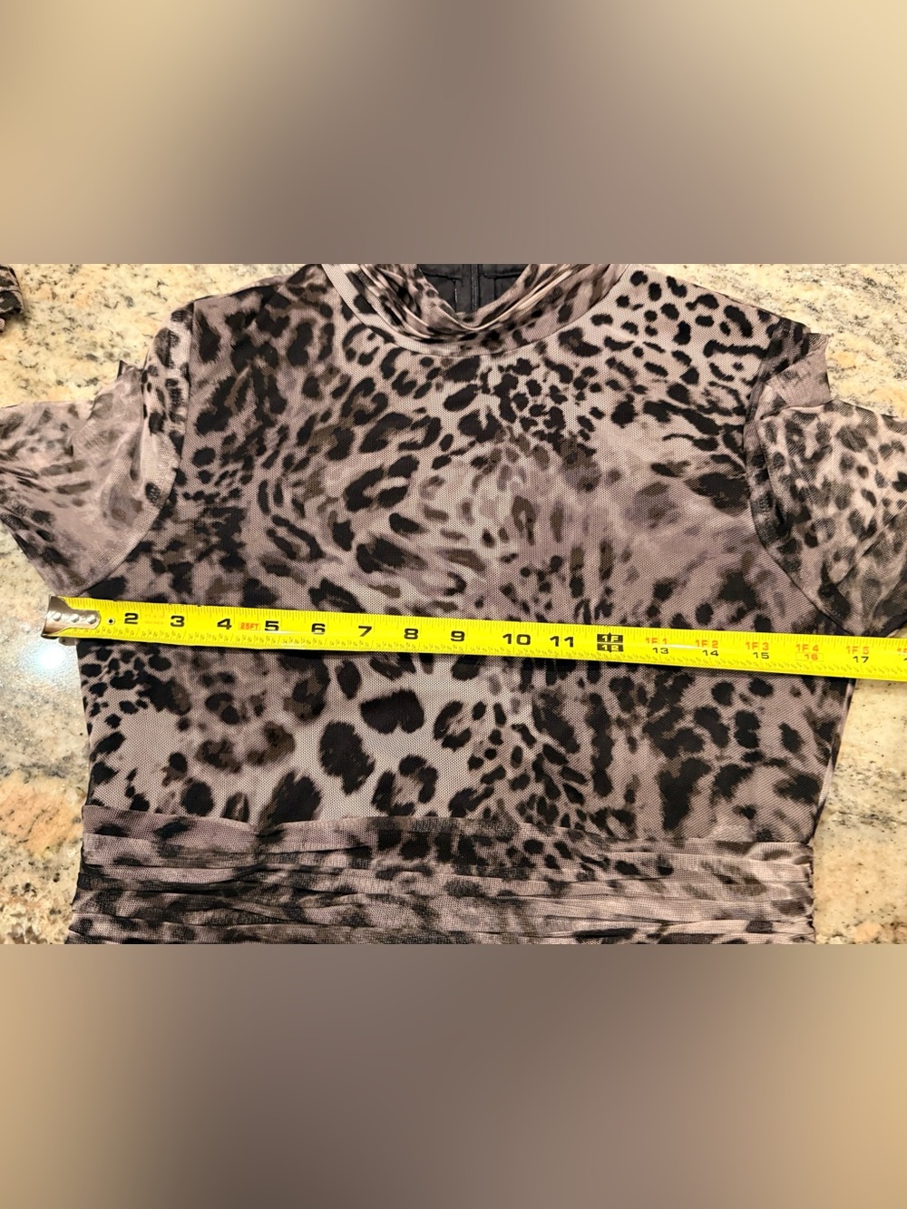 🐆 Eliza J Animal Print Midi Dress Size 8 Ruched Sleeve Mock Neck Fit & Flare - Picture 5 of 12